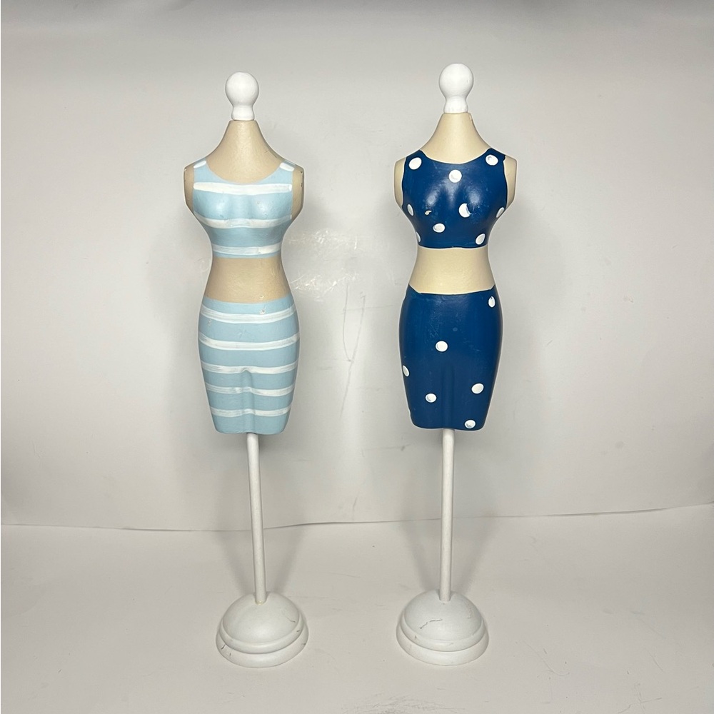 Set of 2 Mini Decorative Wooden Mannequin figurines painted